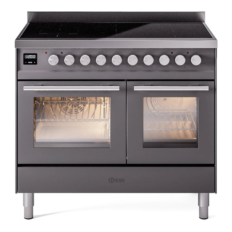 ILVE Professional Plus II 40" Induction Freestanding Range in Graphite Matte with Stainless Steel Trim, UPDI406WMPMG