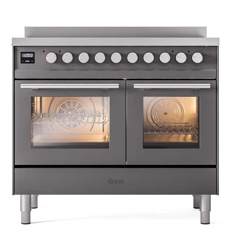 ILVE Professional Plus II 40" Induction Freestanding Range in Graphite Matte with Stainless Steel Trim, UPDI406WMPMG