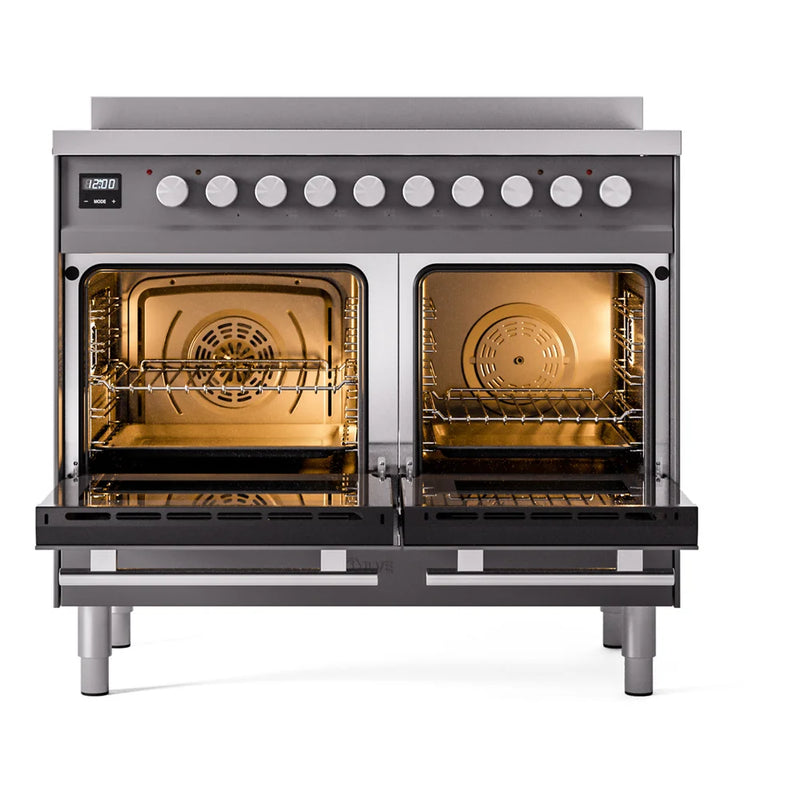 ILVE Professional Plus II 40" Induction Freestanding Range in Graphite Matte with Stainless Steel Trim, UPDI406WMPMG