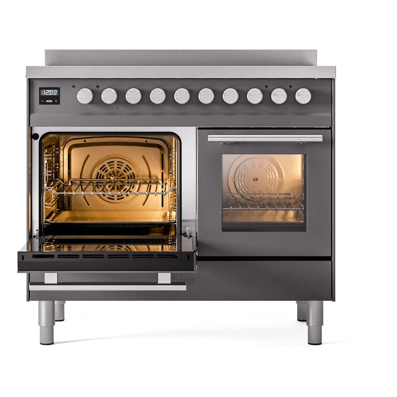 ILVE Professional Plus II 40" Induction Freestanding Range in Graphite Matte with Stainless Steel Trim, UPDI406WMPMG