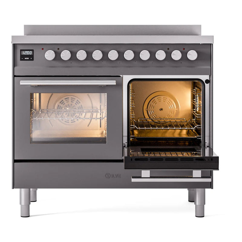 ILVE Professional Plus II 40" Induction Freestanding Range in Graphite Matte with Stainless Steel Trim, UPDI406WMPMG