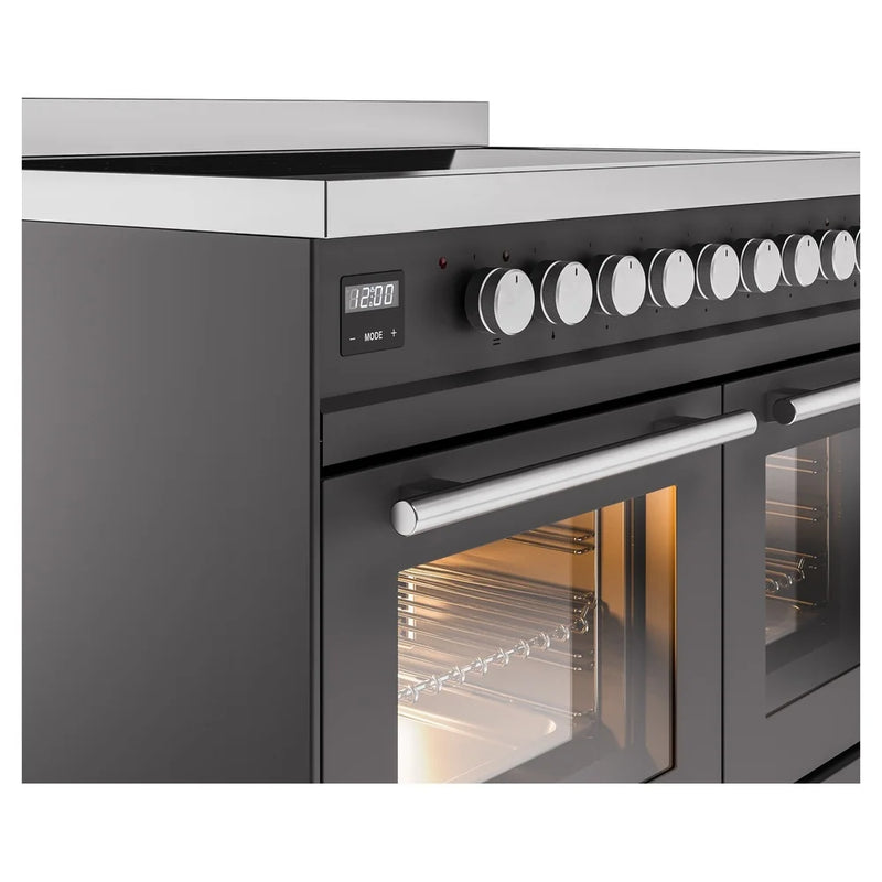 ILVE Professional Plus II 40" Induction Freestanding Range in Graphite Matte with Stainless Steel Trim, UPDI406WMPMG