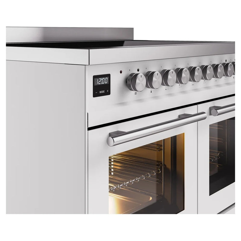 ILVE Professional Plus II 40" Induction Freestanding Range in White with Stainless Steel Trim, UPDI406WMPWH