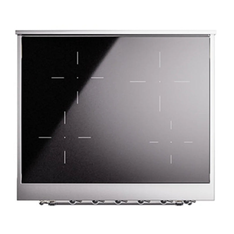 ILVE Nostalgie II 30" Induction Freestanding Range in Antique White with Chrome Trim, UPI304NMPAWC