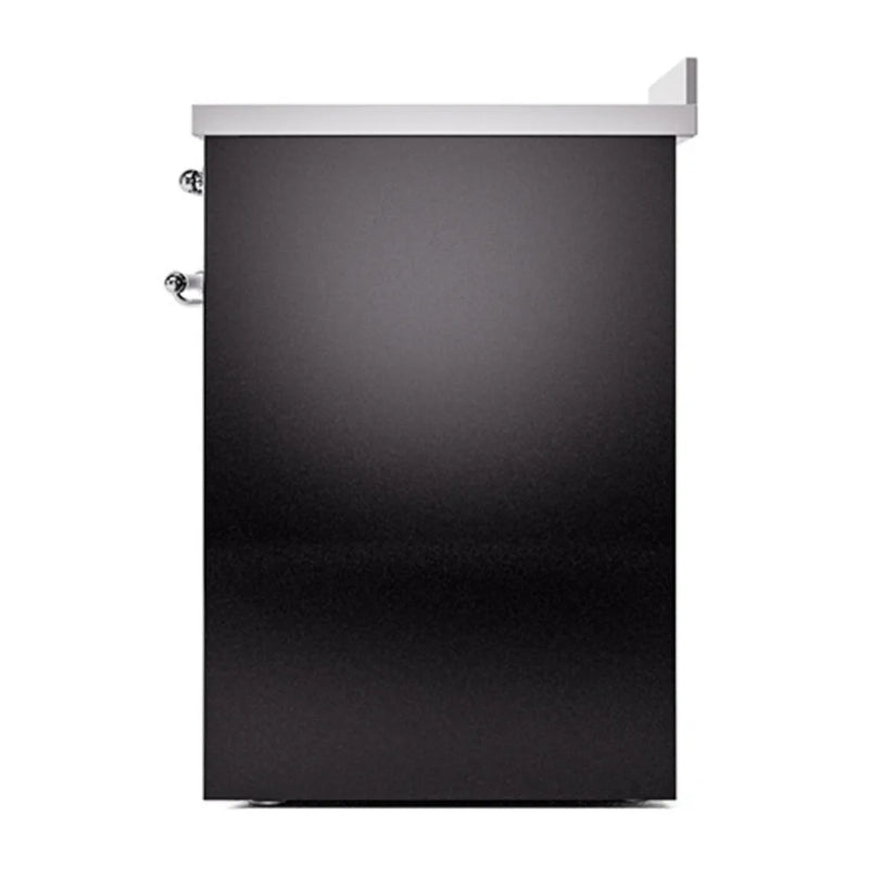 ILVE Nostalgie II 30" Induction Freestanding Range in Glossy Black with Chrome Trim, UPI304NMPBKC