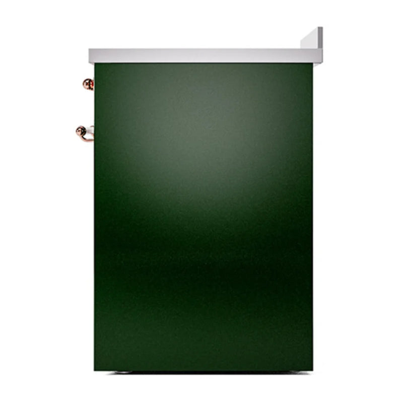 ILVE Nostalgie II 30" Induction Freestanding Range in Emerald Green with Copper Trim, UPI304NMPEGP