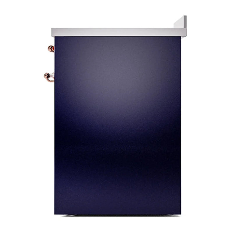 ILVE Nostalgie II 30" Induction Freestanding Range in Midnight Blue with Copper Trim, UPI304NMPMBP