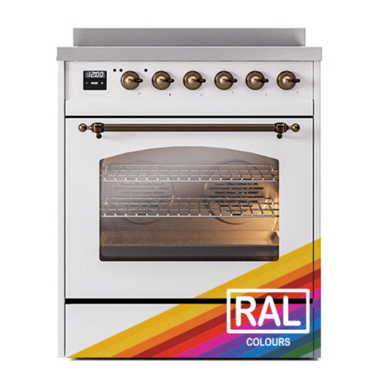 ILVE Nostalgie II 30" Induction Freestanding Range in RAL Color with Burnished Trim, UPI304NMPRAB