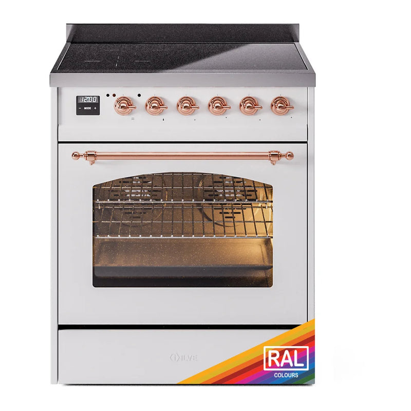 ILVE Nostalgie II 30" Induction Freestanding Range in RAL Color with Copper Trim, UPI304NMPRAP