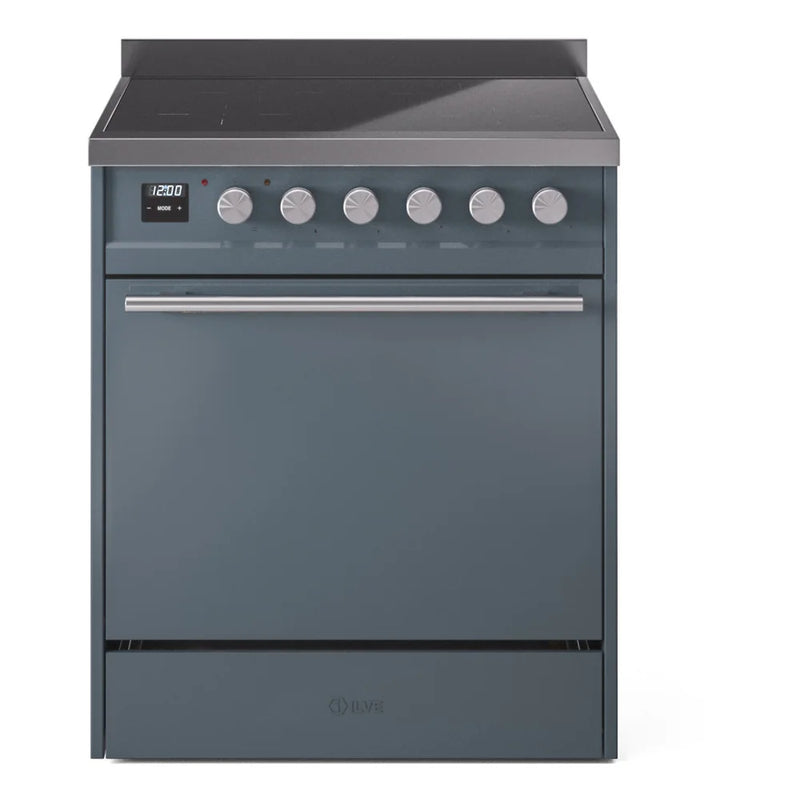 ILVE Professional Plus II 30" Induction Freestanding Range in Blue Grey with Stainless Steel Trim, UPI304QMPBG