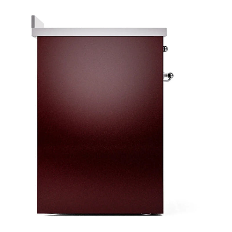 ILVE Nostalgie II 30" Induction Freestanding Range in Burgundy with Chrome Trim, UPI304QNMPBUC
