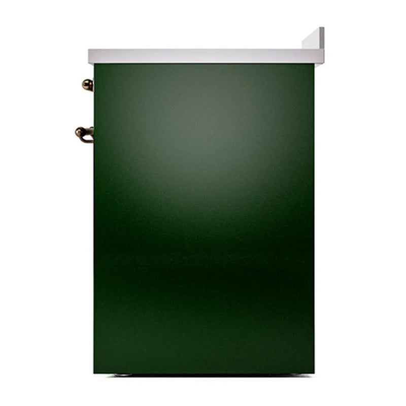 ILVE Nostalgie II 30" Induction Freestanding Range in Emerald Green with Burnished Trim, UPI304QNMPEGB