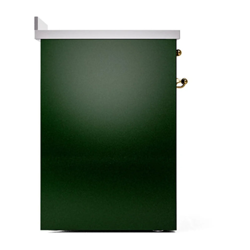 ILVE Nostalgie II 30" Induction Freestanding Range in Emerald Green with Brass Trim, UPI304QNMPEGG