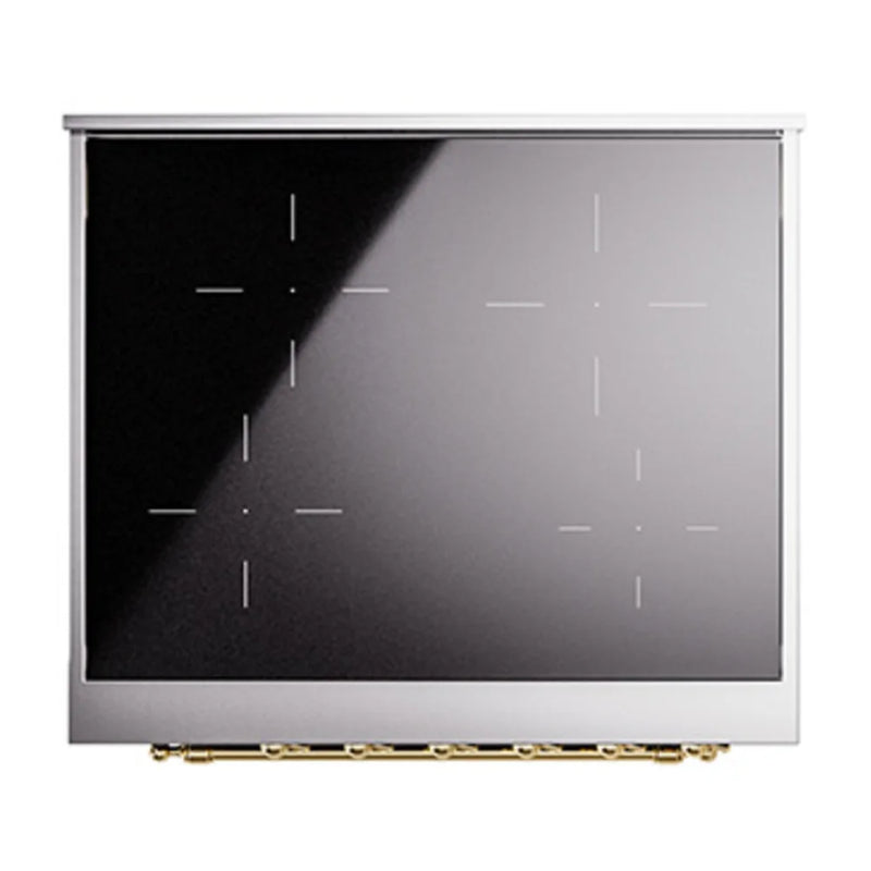 ILVE Nostalgie II 30" Induction Freestanding Range in Midnight Blue with Brass Trim, UPI304QNMPMBG