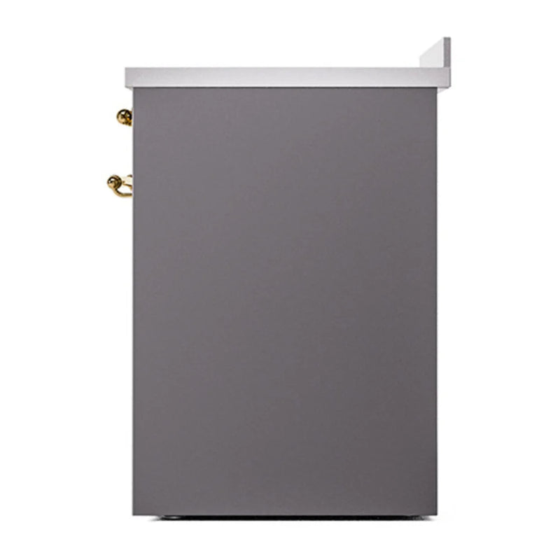 ILVE Nostalgie II 30" Induction Freestanding Range in Graphite Matte with Brass Trim, UPI304QNMPMGG