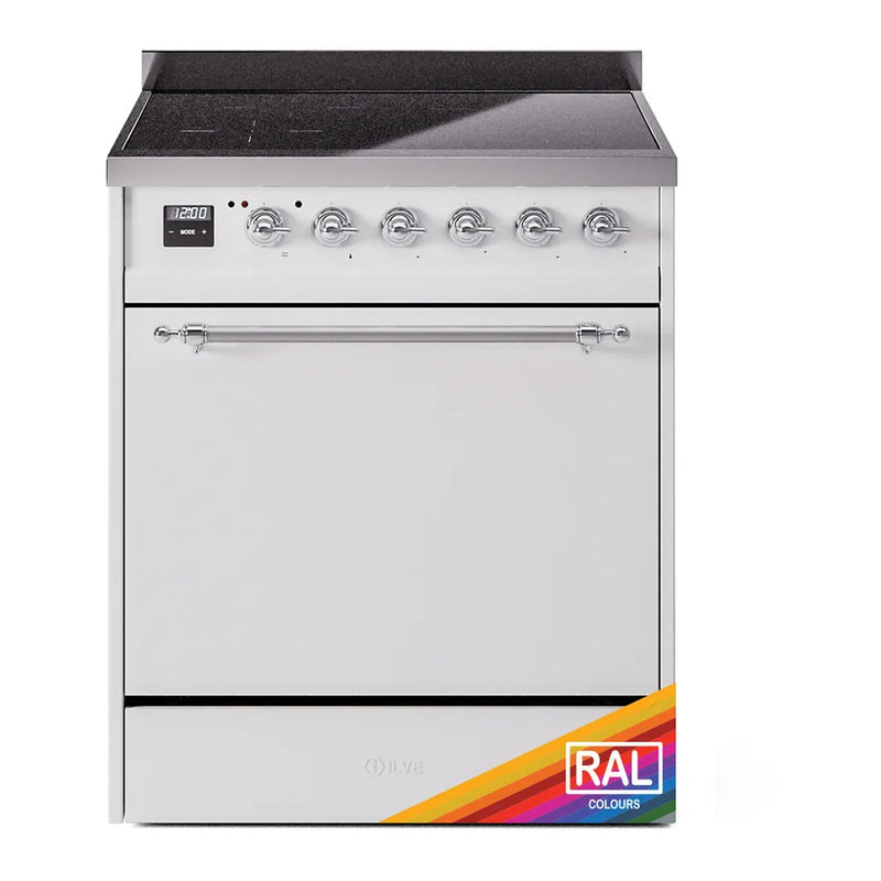ILVE Nostalgie II 30" Induction Freestanding Range in RAL Color with Chrome Trim, UPI304QNMPRAC