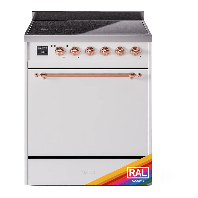 ILVE Nostalgie II 30" Induction Freestanding Range in RAL Color with Copper Trim, UPI304QNMPRAP