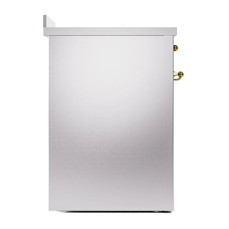 ILVE Nostalgie II 30" Induction Freestanding Range in Stainless Steel with Brass Trim, UPI304QNMPSSG