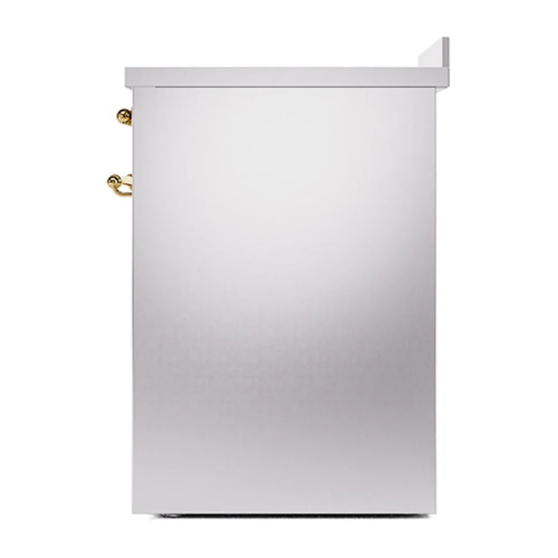 ILVE Nostalgie II 30" Induction Freestanding Range in Stainless Steel with Brass Trim, UPI304QNMPSSG