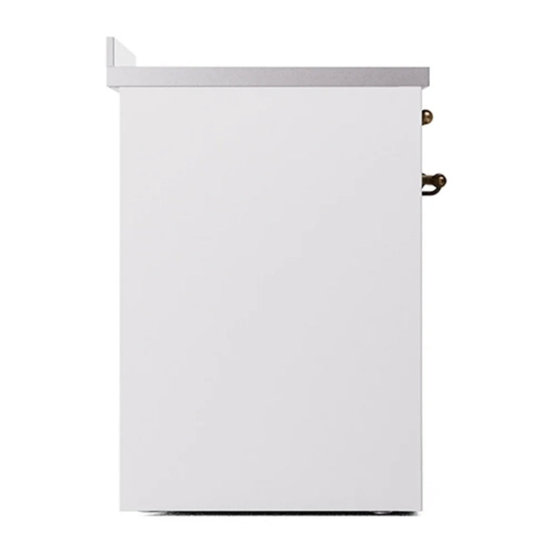 ILVE Nostalgie II 30" Induction Freestanding Range in White with Burnished Trim, UPI304QNMPWHB