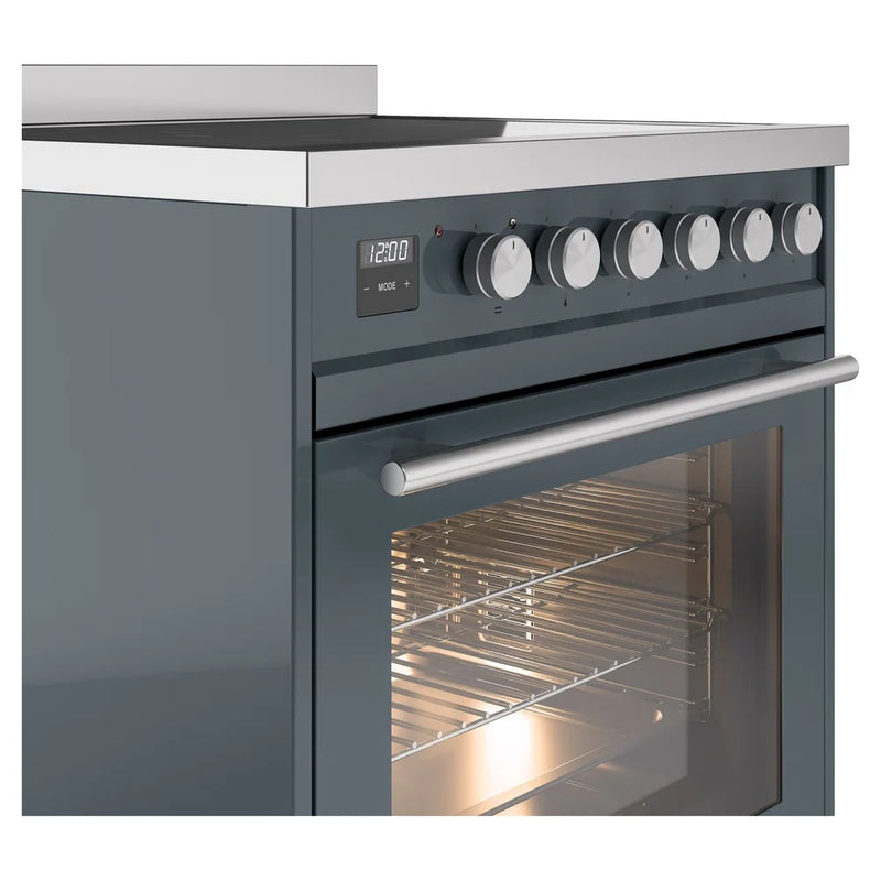 ILVE Professional Plus II 30" Induction Freestanding Range in Blue Grey with Stainless Steel Trim, UPI304WMPBG