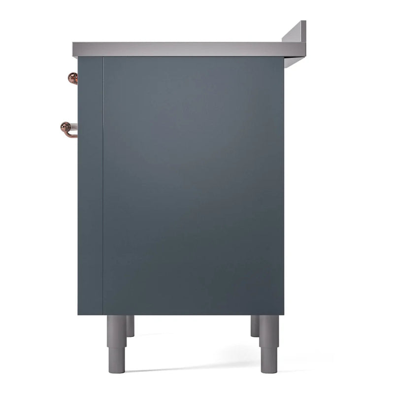 ILVE Nostalgie II 36" Induction Freestanding Range in Blue Grey with Copper Trim, UPI366NMPBGP