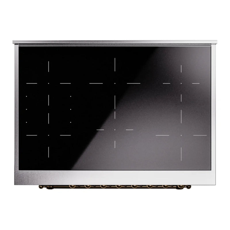 ILVE Nostalgie II 36" Induction Freestanding Range in Glossy Black with Burnished Trim, UPI366NMPBKB