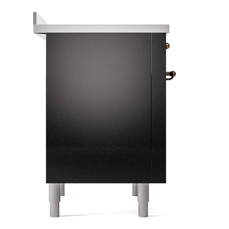 ILVE Nostalgie II 36" Induction Freestanding Range in Glossy Black with Burnished Trim, UPI366NMPBKB