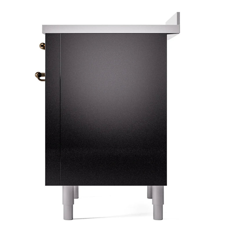 ILVE Nostalgie II 36" Induction Freestanding Range in Glossy Black with Burnished Trim, UPI366NMPBKB