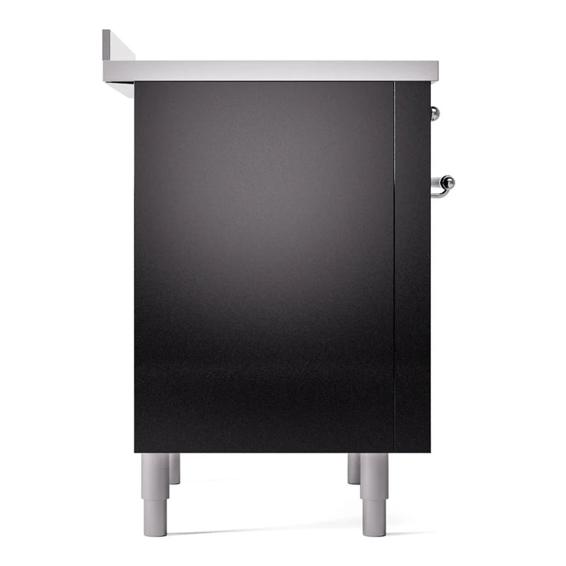 ILVE Nostalgie II 36" Induction Freestanding Range in Glossy Black with Chrome Trim, UPI366NMPBKC