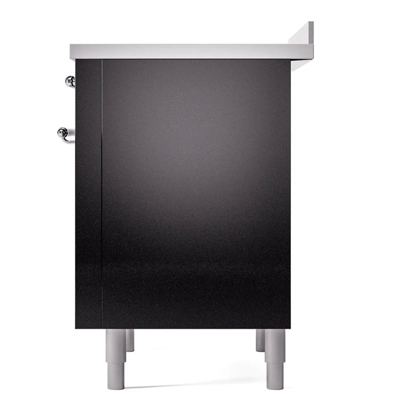 ILVE Nostalgie II 36" Induction Freestanding Range in Glossy Black with Chrome Trim, UPI366NMPBKC