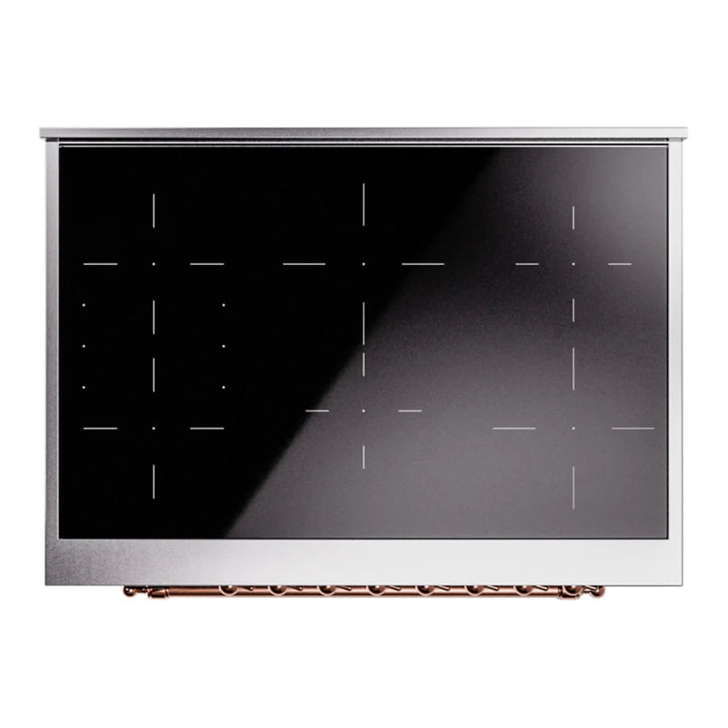 ILVE Nostalgie II 36" Induction Freestanding Range in Glossy Black with Copper Trim, UPI366NMPBKP