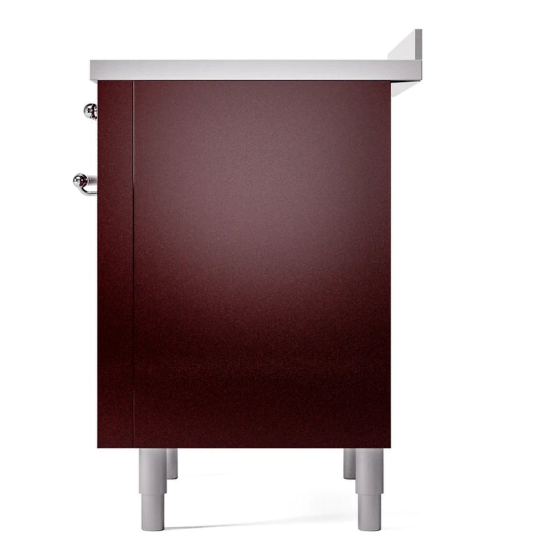 ILVE Nostalgie II 36" Induction Freestanding Range in Burgundy with Chrome Trim, UPI366NMPBUC