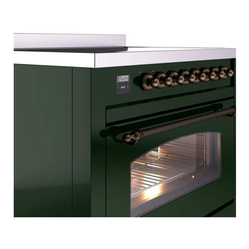 ILVE Nostalgie II 36" Induction Freestanding Range in Emerald Green with Burnished Trim, UPI366NMPEGB