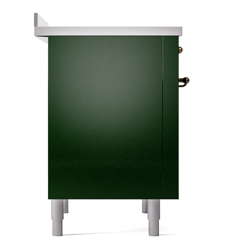 ILVE Nostalgie II 36" Induction Freestanding Range in Emerald Green with Burnished Trim, UPI366NMPEGB