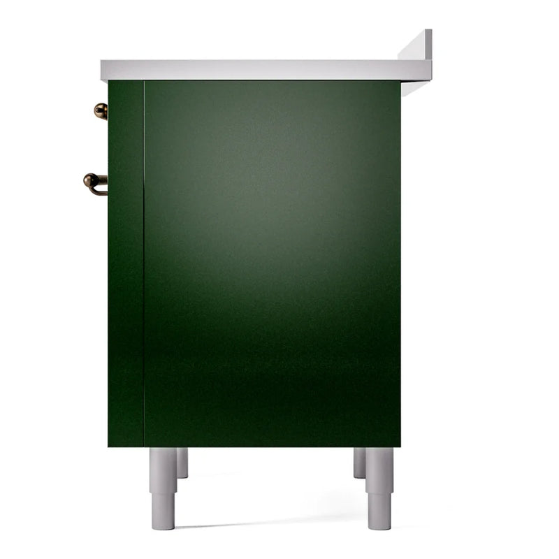 ILVE Nostalgie II 36" Induction Freestanding Range in Emerald Green with Burnished Trim, UPI366NMPEGB