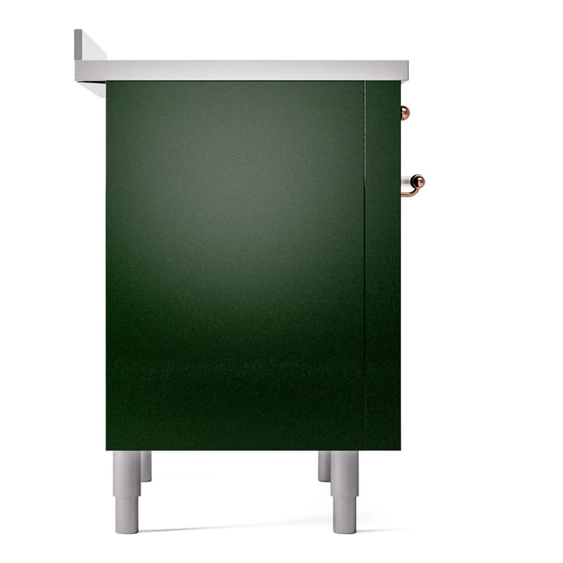 ILVE Nostalgie II 36" Induction Freestanding Range in Emerald Green with Copper Trim, UPI366NMPEGP