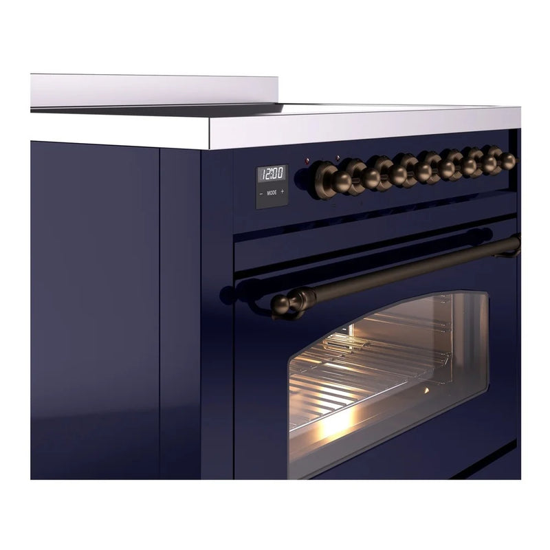 ILVE Nostalgie II 36" Induction Freestanding Range in Midnight Blue with Burnished Trim, UPI366NMPMBB