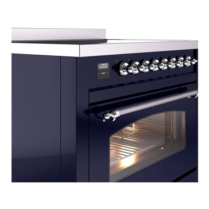 ILVE Nostalgie II 36" Induction Freestanding Range in Midnight Blue with Chrome Trim, UPI366NMPMBC