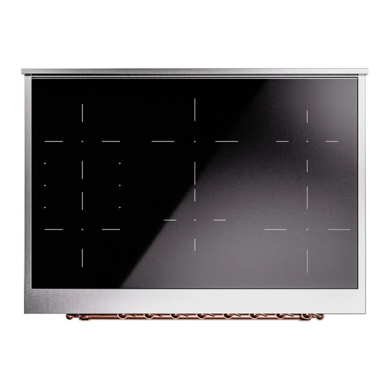 ILVE Nostalgie II 36" Induction Freestanding Range in Midnight Blue with Copper Trim, UPI366NMPMBP