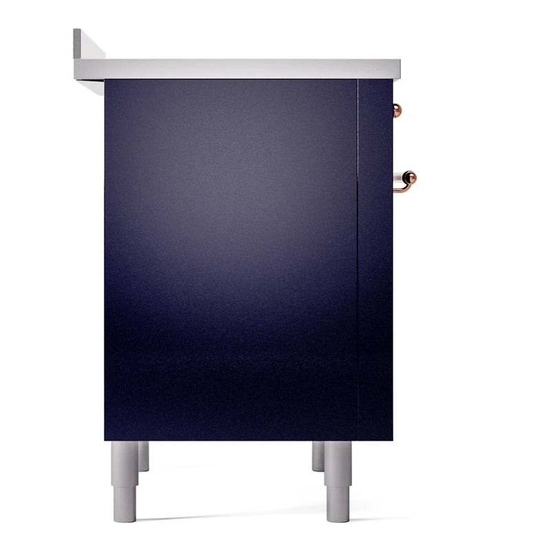 ILVE Nostalgie II 36" Induction Freestanding Range in Midnight Blue with Copper Trim, UPI366NMPMBP