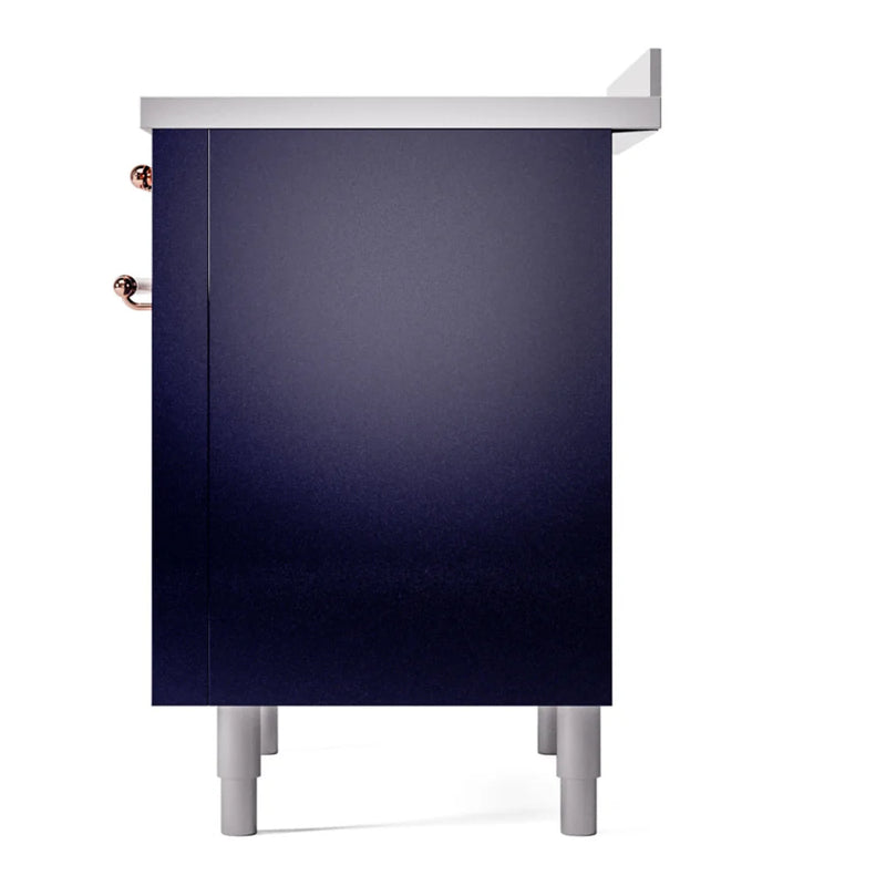 ILVE Nostalgie II 36" Induction Freestanding Range in Midnight Blue with Copper Trim, UPI366NMPMBP