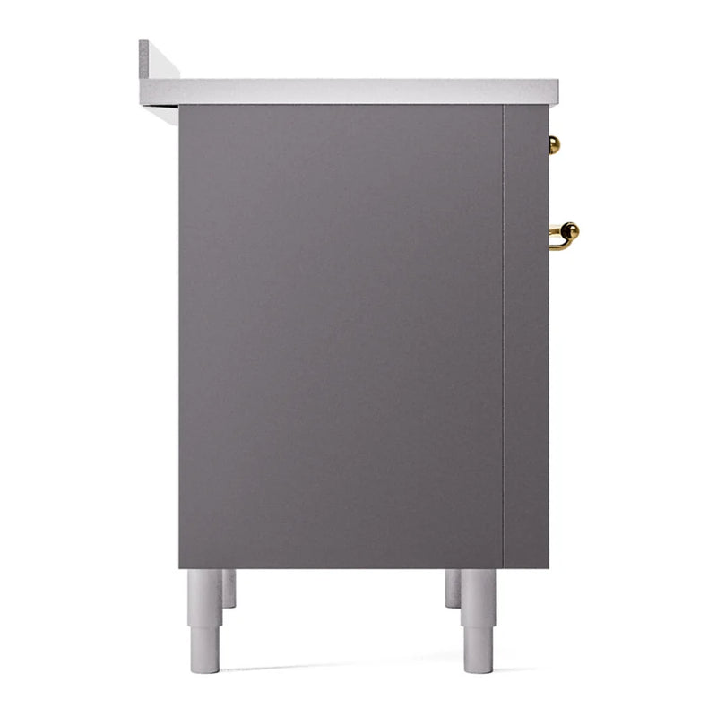 ILVE Nostalgie II 36" Induction Freestanding Range in Graphite Matte with Brass Trim, UPI366NMPMGG