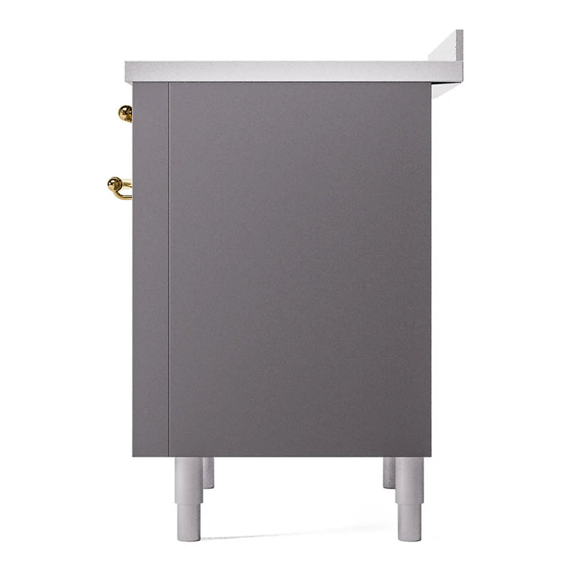 ILVE Nostalgie II 36" Induction Freestanding Range in Graphite Matte with Brass Trim, UPI366NMPMGG