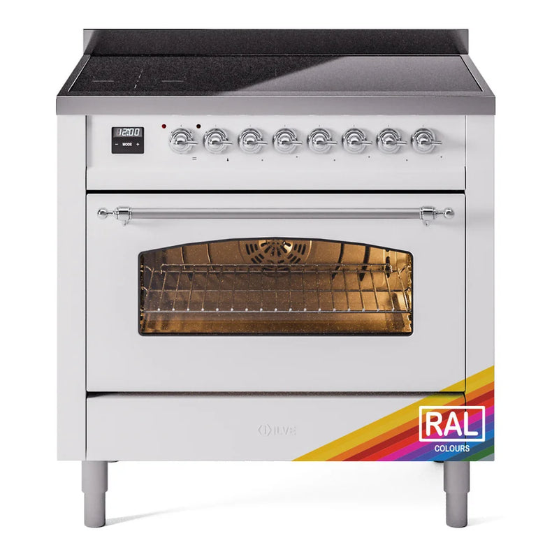 ILVE Nostalgie II 36" Induction Freestanding Range in RAL Color with Chrome Trim, UPI366NMPRAC