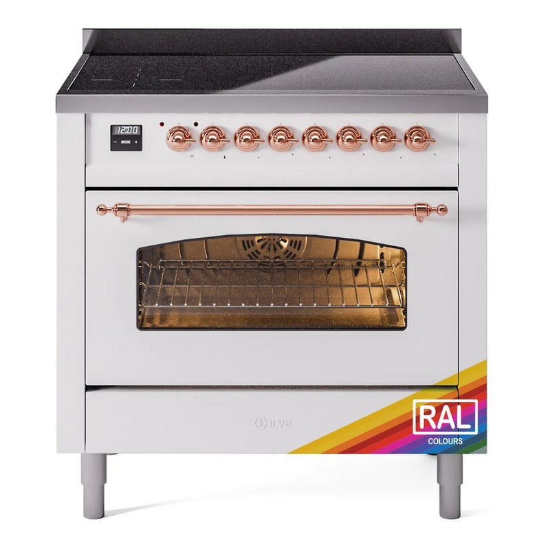 ILVE Nostalgie II 36" Induction Freestanding Range in RAL Color with Copper Trim, UPI366NMPRAP