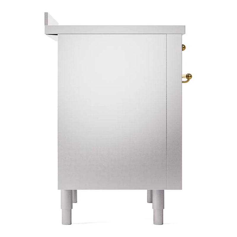 ILVE Nostalgie II 36" Induction Freestanding Range in Stainless Steel with Brass Trim, UPI366NMPSSG