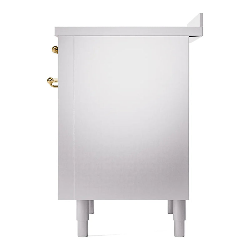 ILVE Nostalgie II 36" Induction Freestanding Range in Stainless Steel with Brass Trim, UPI366NMPSSG