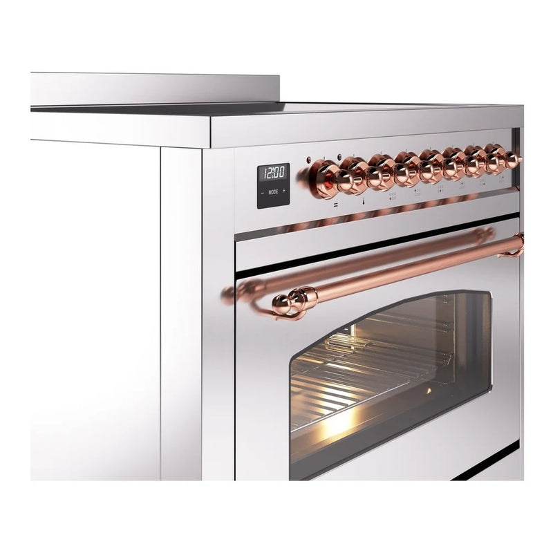 ILVE Nostalgie II 36" Induction Freestanding Range in Stainless Steel with Copper Trim, UPI366NMPSSP