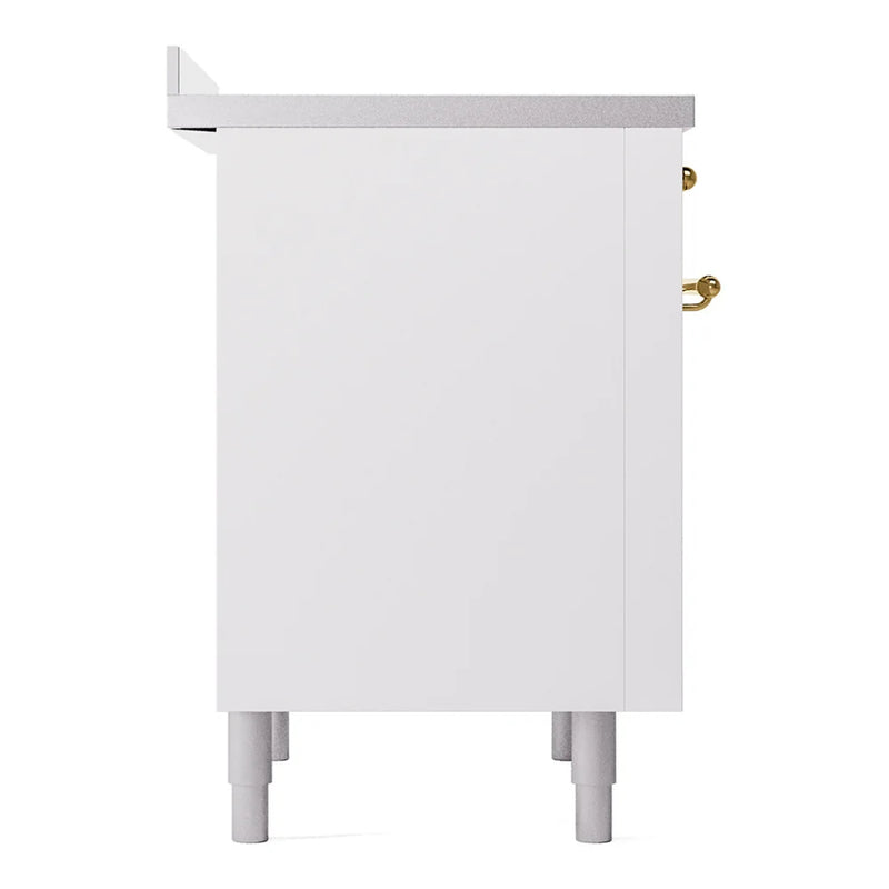 ILVE Nostalgie II 36" Induction Freestanding Range in White with Brass Trim, UPI366NMPWHG